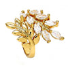 Anillo Multi Piedra 01.210.0008.08 Oro Laminado, Diseño de Oja, con Zirconia Cubica Blanca, Pulido, Dorado