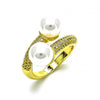 Anillo Multi Piedra 01.341.0097 Oro Laminado, con Micro Pave Blanca y PerlaMarfil, Pulido, Dorado