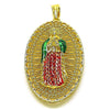 Dije Religioso 05.411.0009.1 Oro Laminado, Diseño de Guadalupe, Diamantado, Tricolor