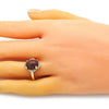 Anillo Multi Piedra 01.284.0065.07 Oro Laminado, con  Onix Negro y Micro PaveBlanca, Pulido, Dorado