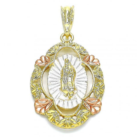 Dije Religioso 05.380.0042 Oro Laminado, Diseño de Guadalupe, Pulido, Tricolor