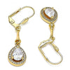 Arete Largo 02.387.0044.2 Oro Laminado, Diseño de Gota, con Zirconia Cubica Blanca, Pulido, Dorado