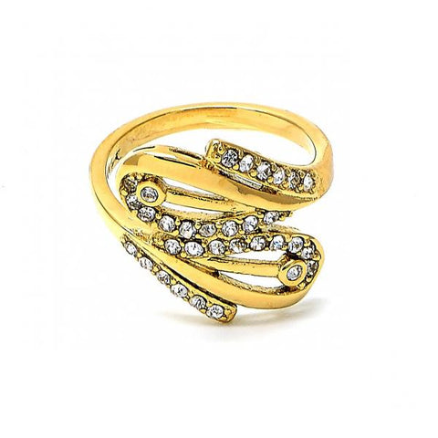 Anillo Multi Piedra 01.165.0001.08 Oro Laminado, con Zirconia Cubica Blanca, Pulido, Dorado