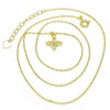 Collares con Dije 04.337.0007.1.16 Plata Rodinada, Diseño de Flor, con Zirconia Cubica Blanca, Pulido, Dorado