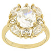 Anillo Multi Piedra 5.167.009.07 Oro Laminado, Diseño de Cluster, con Zirconia Cubica Blanca, Pulido, Dorado