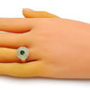 Anillo Multi Piedra 01.210.0155 Oro Laminado, Diseño de Mariposa, con Zirconia Cubica Verde y Micro PaveBlanca, Pulido, Dorado