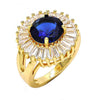 Anillo Multi Piedra 01.205.0010.2.08 Oro Laminado, Diseño de Flor, con Zirconia Cubica Tanzanita y Blanca, Pulido, Dorado