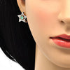 Arete Dormilona 02.217.0082.5 *PROMO* Oro Laminado, Diseño de Estrella, con Zirconia Cubica Turquesa y Blanca, Pulido, Dorado