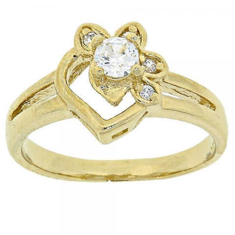 Anillo Multi Piedra 5.166.013.08 Oro Laminado, Diseño de Flor, con Zirconia Cubica Blanca, Pulido, Dorado