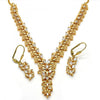 Collar y Arete 06.236.0007 Oro Laminado, Diseño de Oja, con Zirconia Cubica Blanca, Pulido, Dorado