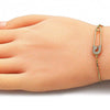 Pulsera Bolo Ajustable 03.313.0036.11 Oro Laminado, con Micro Pave Blanca, Pulido, Dorado