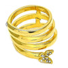 Anillo Multi Piedra 01.118.0041.07 Oro Laminado, Diseño de Mariposa y Espiral, Diseño de Mariposa, con Cristal Blanca, Pulido, Dorado