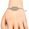 Pulsera Bolo Ajustable 03.316.0027.1.10 Oro Laminado, Diseño de Labios, con Zirconia Cubica Turquoise, Pulido, Dorado