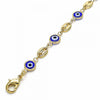 Pulsera Elegante 03.326.0012.2.06 Oro Laminado, Diseño de Ojo Griego, Resinado Azul, Dorado