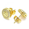 Arete Dormilona 02.156.0482 Oro Laminado, Diseño de Corazon, con Micro Pave Blanca, Pulido, Dorado