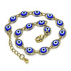 Pulsera Elegante 04.63.1347.2.07 Oro Laminado, Diseño de Ojo Griego, Resinado Azul, Dorado