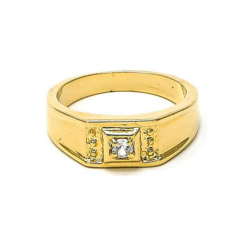 Anillo de Hombre 5.175.022.06 Oro Laminado, Diseño de Solitario, con Zirconia Cubica Blanca, Diamantado, Dorado