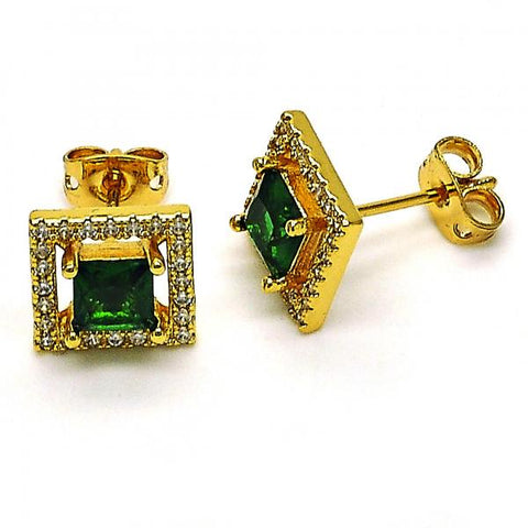 Arete Dormilona 02.342.0208 Oro Laminado, con Zirconia Cubica Verde y Micro PaveBlanca, Pulido, Dorado
