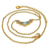 Collares con Dije 04.213.0035.2.16 Oro Laminado, con Zirconia Cubica Turquesa y Blanca, Pulido, Dorado