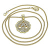 Collares con Dije 04.341.0065.1.20 Oro Laminado, Diseño de Mano de Dios, con Micro Pave Blanca, Pulido, Dorado