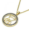 Collares con Dije 04.156.0279.20 Oro Laminado, Diseño de Nino Pequeno, con Micro Pave Zafiro Azul, Pulido, Dorado