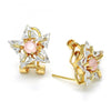 Arete Dormilona 02.217.0082.6 *PROMO* Oro Laminado, Diseño de Estrella, con Zirconia Cubica Rosado y Blanca, Pulido, Dorado