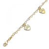 Tobillera de Dije 03.63.2202.10 Oro Laminado, Diseño de Corazon y Amor, Diseño de Corazon, Pulido, Dorado