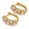 Argolla Huggie 02.217.0023.1.20 Oro Laminado, Diseño de Gota, con Zirconia Cubica Blanca, Pulido, Dorado