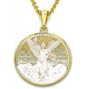 Dije Religioso 05.351.0015.1 Oro Laminado, Diseño de Moneda Centenario, Pulido, Tricolor