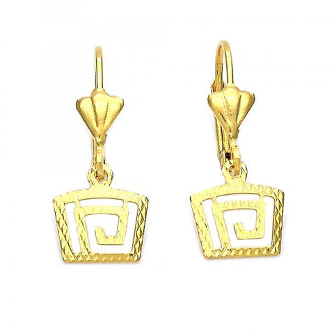 Arete Colgante 5.067.012 Oro Laminado, Diseño de Espiral, Diamantado, Dorado