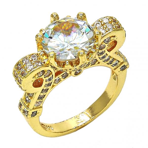 Anillo Multi Piedra 01.284.0016.07 Oro Laminado, con Zirconia Cubica Blanca, Pulido, Dorado