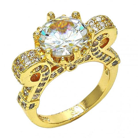 Anillo Multi Piedra 01.284.0016.07 Oro Laminado, con Zirconia Cubica Blanca, Pulido, Dorado