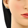 Arete Dormilona 02.210.0664.1 Oro Laminado, Diseño de Arco, con Micro Pave Multicolor, Pulido, Dorado