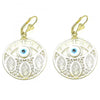 Arete Colgante 02.351.0099 Oro Laminado, Diseño de Guadalupe y Ojo Griego, Diseño de Guadalupe, Pulido, Dorado