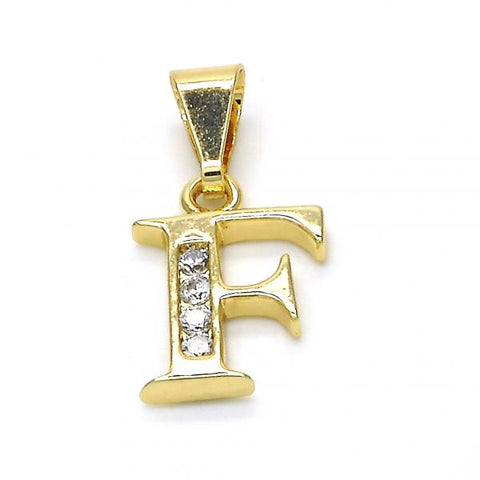 Dije Elegante 05.26.0018 Oro Laminado, Diseño de Iniciales, con Zirconia Cubica Blanca, Pulido, Dorado