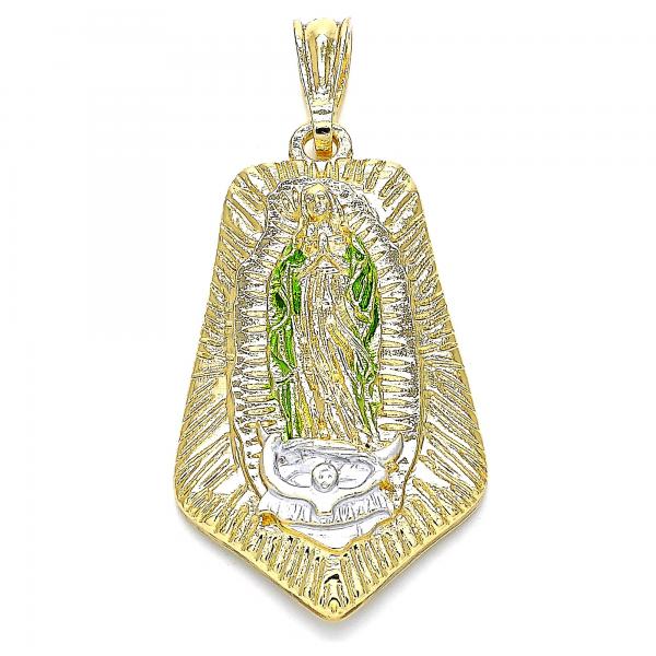 Dije Religioso 05.351.0143 Oro Laminado, Diseño de Guadalupe, Pulido, Tricolor