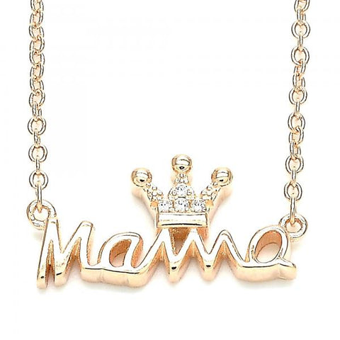 Collares con Dije 04.336.0015.1.16 Plata Rodinada, Diseño de Corona, con Zirconia Cubica Blanca, Pulido, Oro Rosado