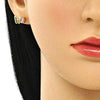 Arete Dormilona 02.387.0001 Oro Laminado, Diseño de Mariposa, con Zirconia Cubica Rosado, Pulido, Dorado