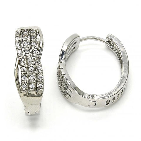 Argolla Huggie 02.267.0039.20 Oro Laminado, con Micro Pave Blanca, Pulido, Rodinado