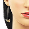 Arete Violador 02.210.0814 Oro Laminado, Diseño de Mariposa, con Micro Pave Blanca, Pulido, Dorado