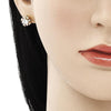 Juego de Arete y Dije de Adulto 10.344.0016.1 Oro Laminado, con Micro Pave Granate y Blanca, Pulido, Dorado