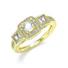 Anillo Multi Piedra 01.94.0005.09 Oro Laminado, con Zirconia Cubica Blanca y Micro PaveBlanca, Pulido, Dorado