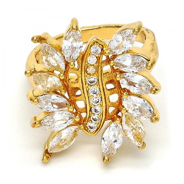 Anillo Multi Piedra 01.210.0044.09 Oro Laminado, con Zirconia Cubica Blanca, Pulido, Dorado
