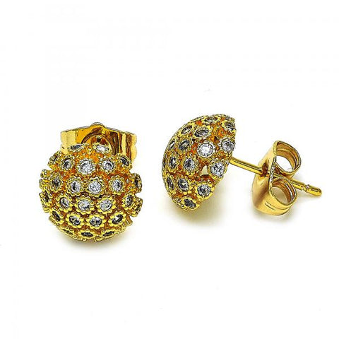 Arete Dormilona 02.344.0017 Oro Laminado, con Micro Pave Blanca, Pulido, Dorado
