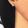 Arete Dormilona 02.285.0081 Plata Rodinada, Diseño de Estrella, con Zirconia Cubica Blanca, Pulido, Rodinado