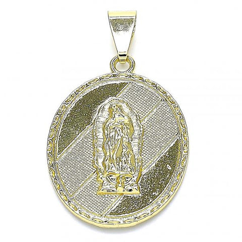 Dije Religioso 05.213.0107 Oro Laminado, Diseño de Guadalupe, Pulido, Dorado