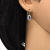 Arete Gancho Frances 02.122.0082.5 Oro Laminado, Diseño de Oja, con Cristal Tanzanita y Blanca, Pulido, Dorado
