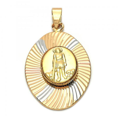 Dije Religioso 5.196.023 Oro Laminado, Diseño de San Lazaro, Diamantado, Tricolor