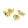 Arete Dormilona 02.156.0605 Oro Laminado, Diseño de Ojo Griego, con Zirconia Cubica Zafiro Azul, Pulido, Dorado