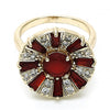 Anillo Multi Piedra 01.210.0100.1.08 Oro Laminado, con Zirconia Cubica Rubi y Blanca, Pulido, Dorado